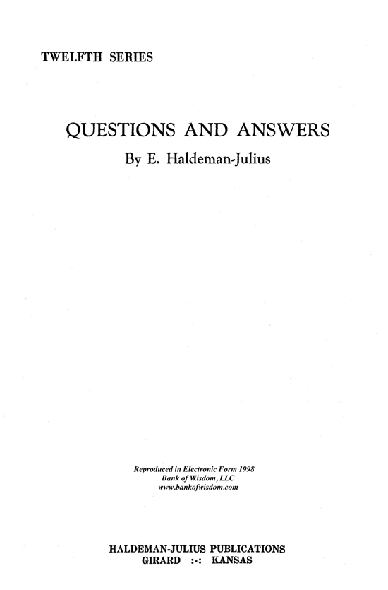 Questions And Answers, Vol. 12.